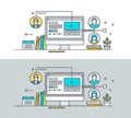 Set of thin line flat design concept on the theme of online education Royalty Free Stock Photo