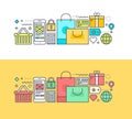 Set of thin line flat design concept on the theme of online shopping