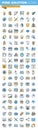 Set of thin line flat design icons of design, web development and seo Royalty Free Stock Photo