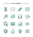 Set of thin line flat digital marketing icons Royalty Free Stock Photo