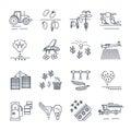 Set of thin line icons agriculture, farming