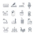 Set of thin line icons beer production