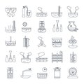 set of thin line icons beverage production