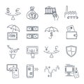 Set of thin line icons business, finance, money