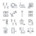 Set of thin line icons business, finance, money