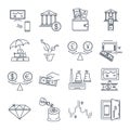 Set of thin line icons business, finance, wallet