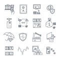 Set of thin line icons business, finance, safe