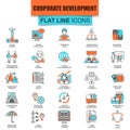 Set of thin line icons corporate development