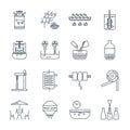 Set of thin line icons drinks and beverages production