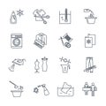 set of thin line icons dry cleaning and laundry service