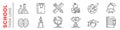 Set of thin line icons about education at school, college, university isolated on white. Royalty Free Stock Photo