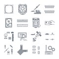 Set of thin line icons electronics, computer, processor