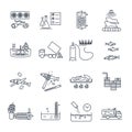 Set of thin line icons food, meal production process