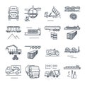 Set of thin line icons freight transport process, goods Royalty Free Stock Photo