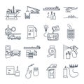Set of thin line icons fuel, gas, oil transport, production