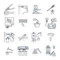 Set of thin line icons home appliances, electric, technology