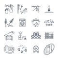 Set of thin line icons household appliances, technology