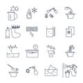 Set of thin line icons household chemicals, cleaner