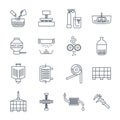 Set of thin line icons industrial production, factory, equipment
