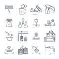 Set of thin line icons industrial production, making process