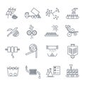 Set of thin line icons juice production