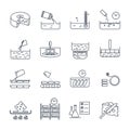 Set of thin line icons manufacture of cheese production