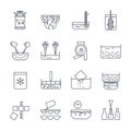 Set of thin line icons manufacture of dairy products production