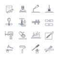 Set of thin line icons manufacture of products of wood