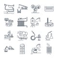 Set of thin line icons plumbing and sewerage repair, service