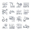 Set of thin line icons public utility, construction