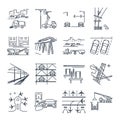 set of thin line icons transport infrastructure, road, air Royalty Free Stock Photo