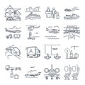 Set of thin line icons travel, tourism, transport, train Royalty Free Stock Photo