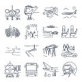 Set of thin line icons travel, tourism, transport, bus Royalty Free Stock Photo