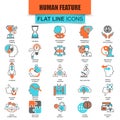 Set of thin line icons various mental features of human brain Royalty Free Stock Photo