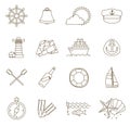 Set of thin line nautical icons Royalty Free Stock Photo