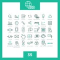 Set of 35 thin line simple SEO icons