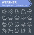 Set of thin line weather icons.