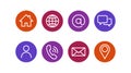 Set of thin line web symbol icons. home, location, globe, user, chat, correspondence, email, phone . UI mobile, website