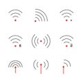 Set of thin line wifi signal icon