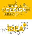 Set of thin line word banners of design and idea Royalty Free Stock Photo