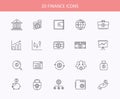 Set of thin, lines, financial service items icons Royalty Free Stock Photo