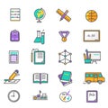 Set of Thin Lines Icons Back to School Royalty Free Stock Photo