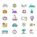 Set Thin Lines Icons of Traveling Royalty Free Stock Photo