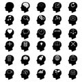 Set of Thinking Heads Icons. Head thinking of business concept icon