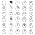 Set of Thinking Heads Icons. Head thinking of business concept icon