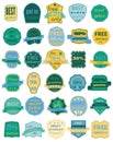 Set of Thirty Vector Badges with Ribbons. Royalty Free Stock Photo