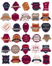 Set of Thirty Vector Badges with Ribbons Royalty Free Stock Photo