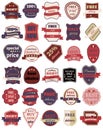 Set of Thirty Vector Badges with Ribbons. Royalty Free Stock Photo