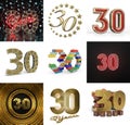 Set of thirty year birthday. Number 30 graphic design element