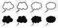 A set of thought bubble icons. Thinking. Empty clouds of thoughts. Vector